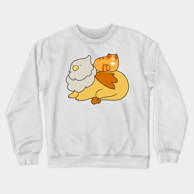 Griffin and Orange Tabby Cat Crewneck Sweatshirt by saradaboru